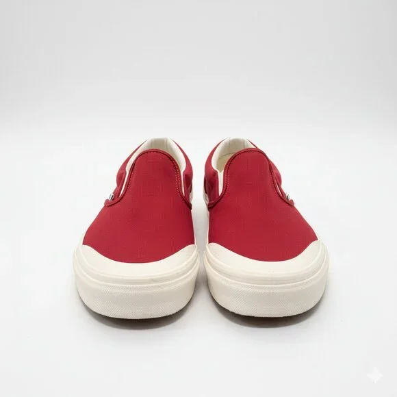 Vans Classic Red Slip-On Sneakers - Excellent Condition - Size Men's 10.5 - Picture 2 of 11